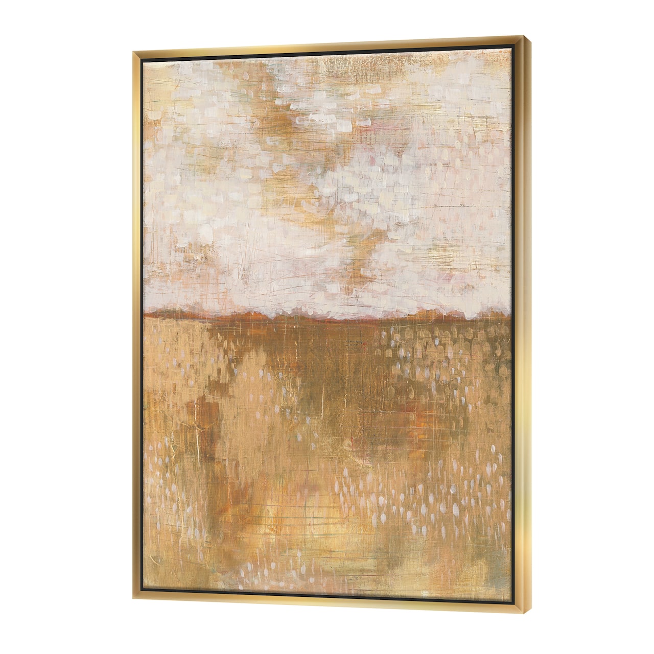 Designart - Amber Modern Horizon - Abstract Canvas in Gold Frame